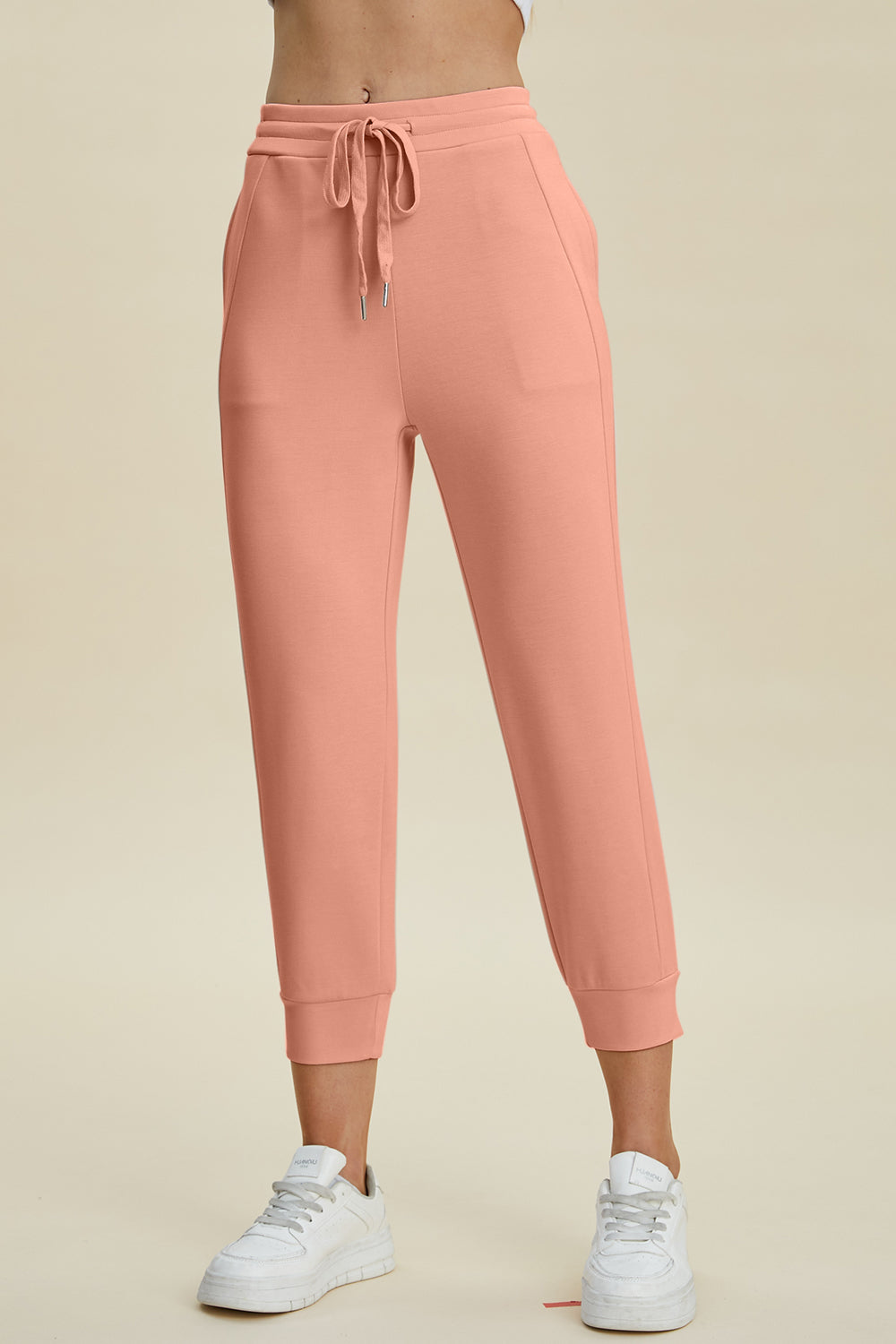 Drawstring High-Waist Cropped Pants