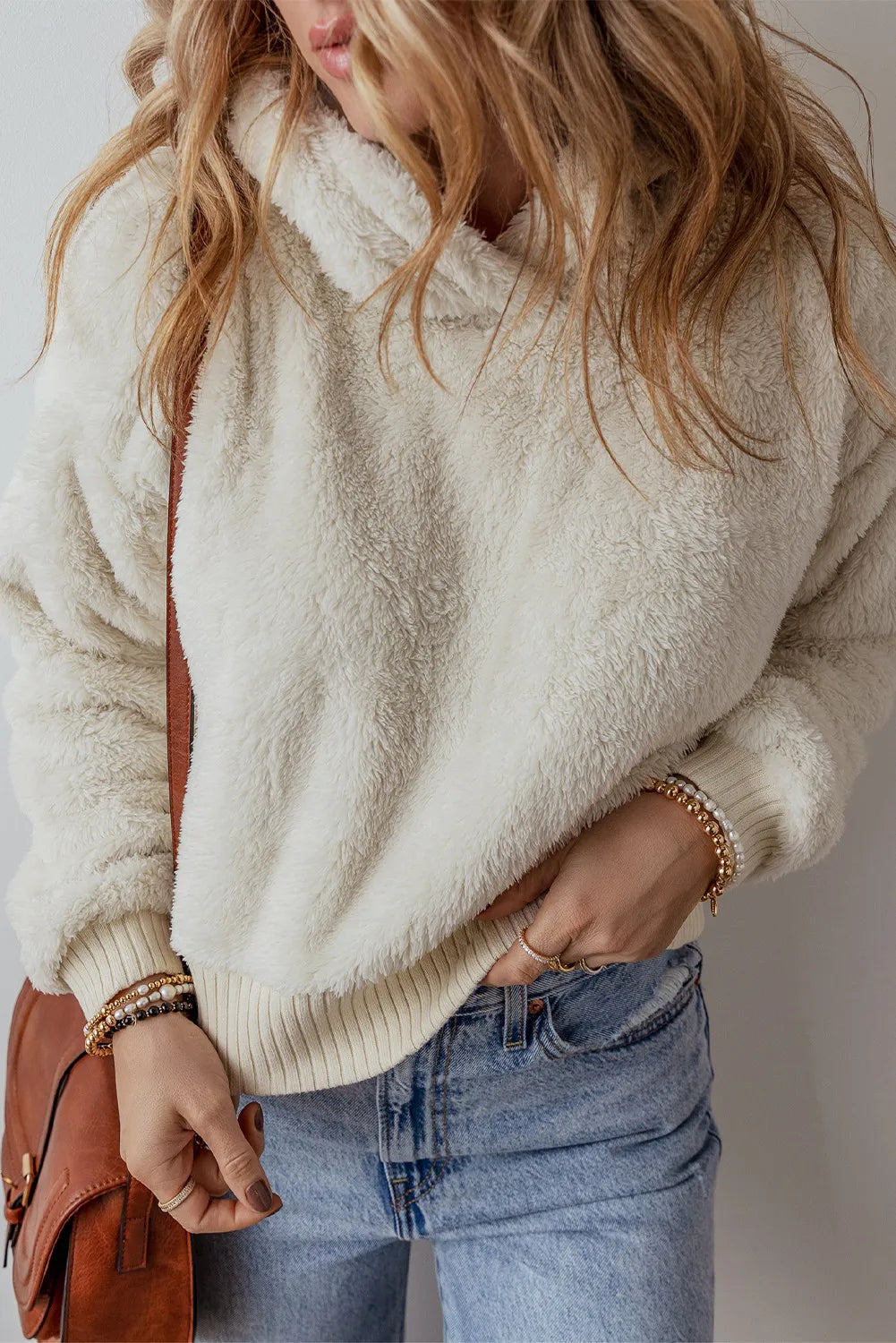 Cozy Fuzzy Dropped Shoulder Hoodie