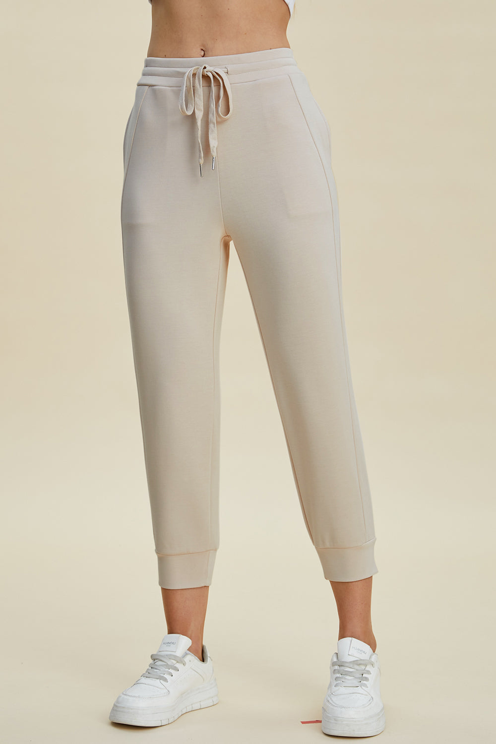 Drawstring High-Waist Cropped Pants