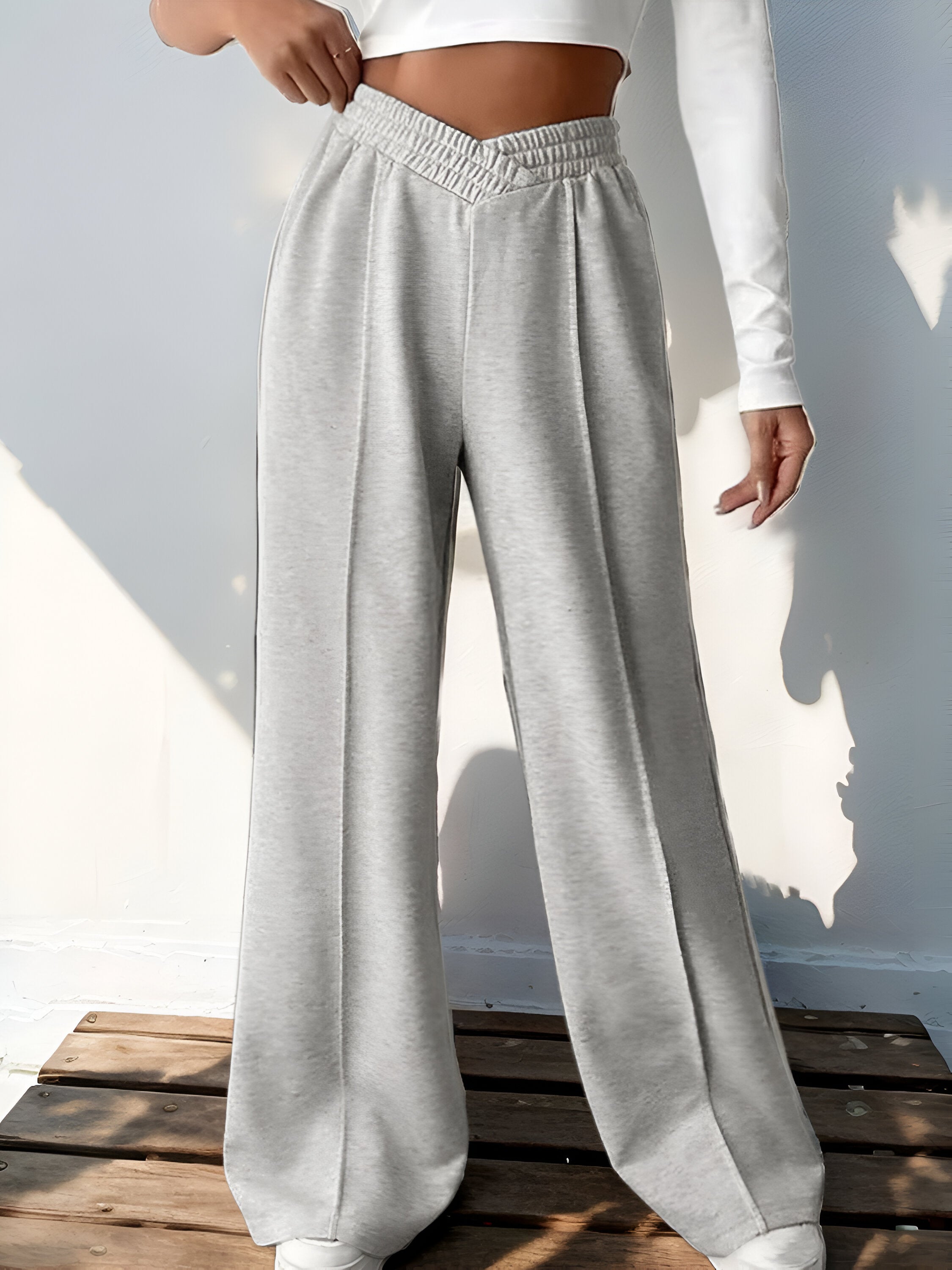 Perfee Breeze: Elastic Waist Wide Leg Pants