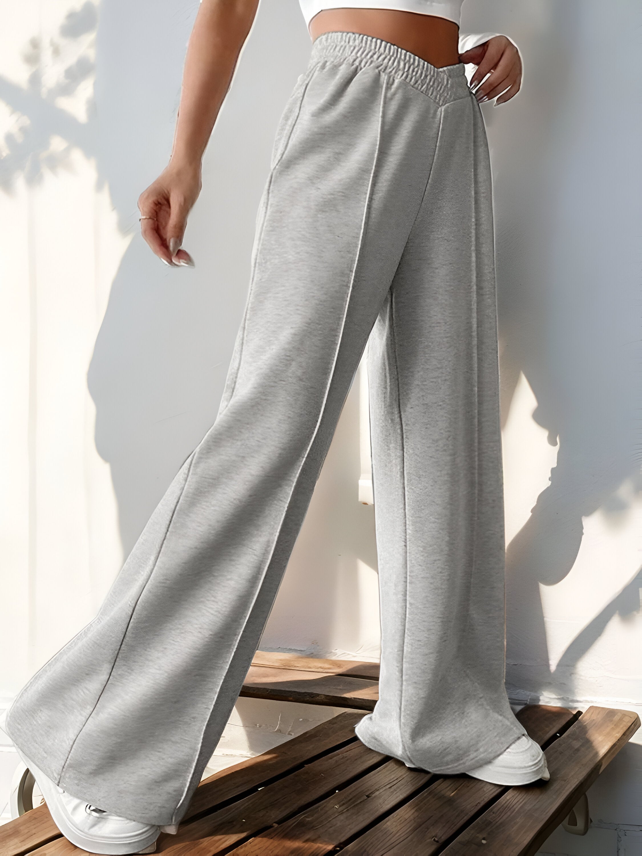 Perfee Breeze: Elastic Waist Wide Leg Pants