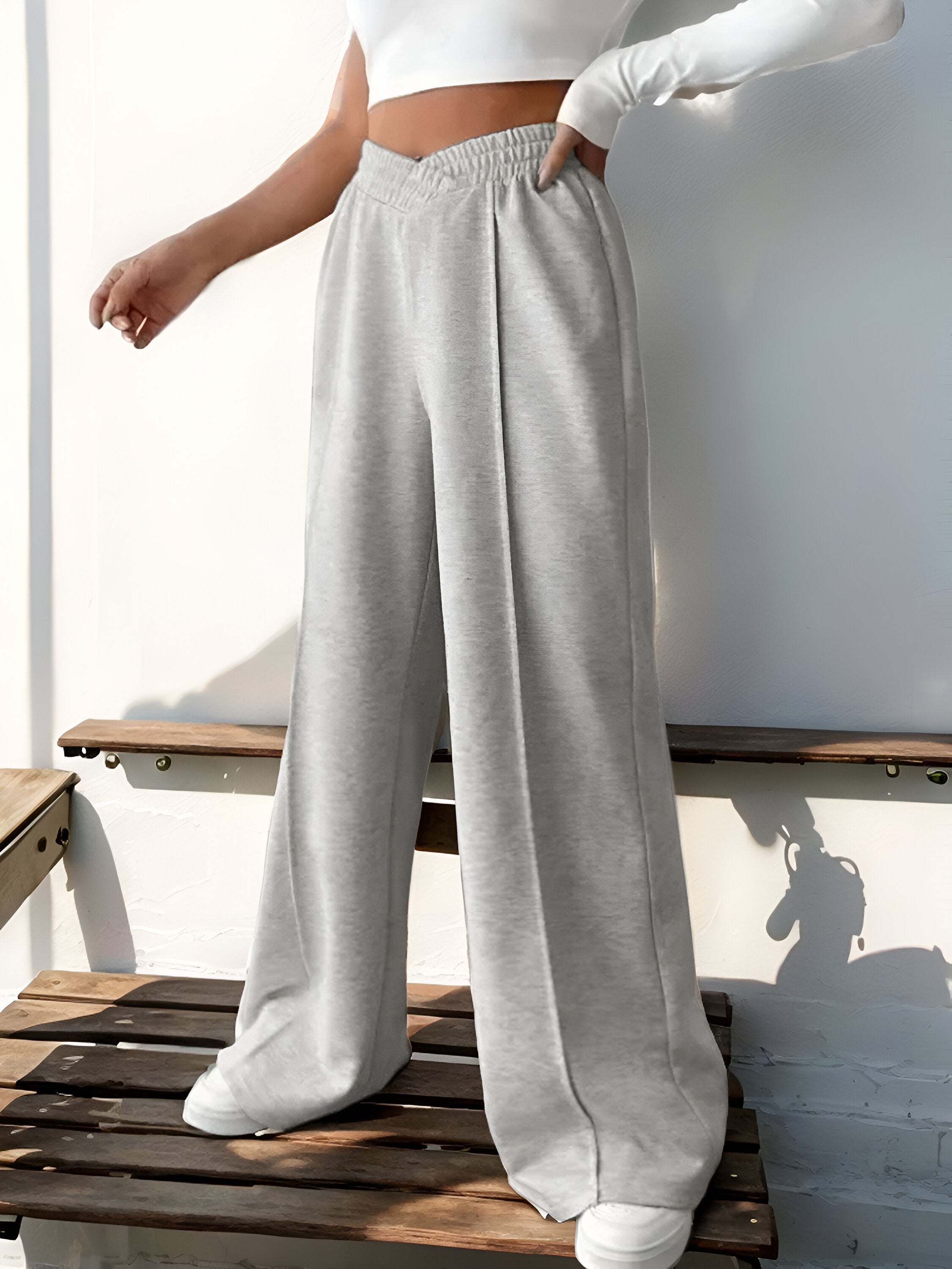 Perfee Breeze: Elastic Waist Wide Leg Pants