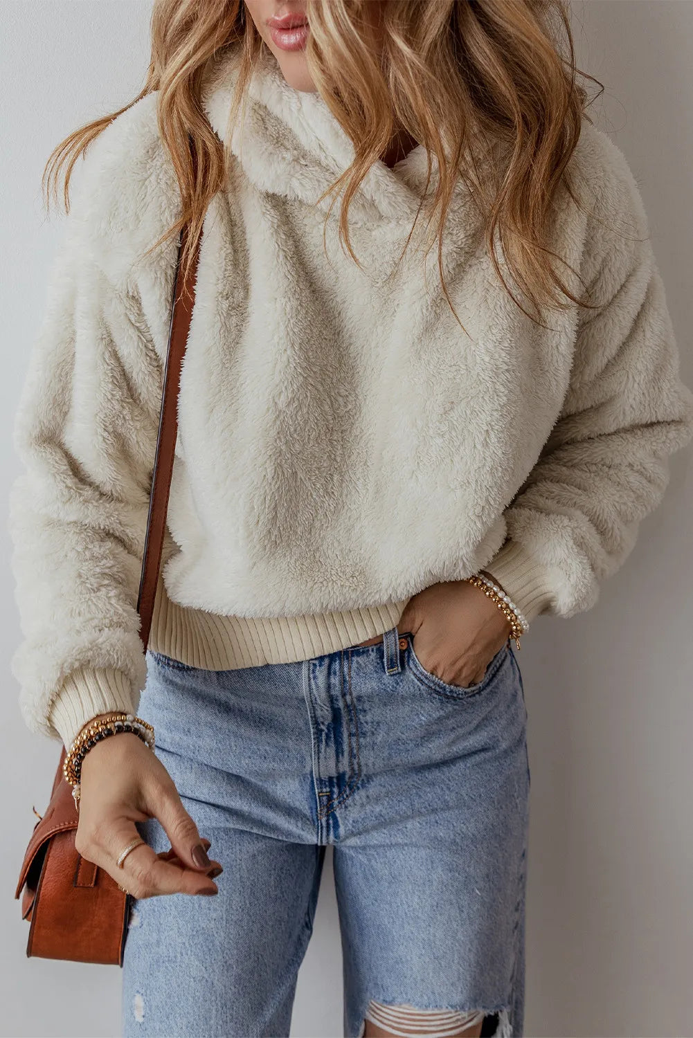 Cozy Fuzzy Dropped Shoulder Hoodie