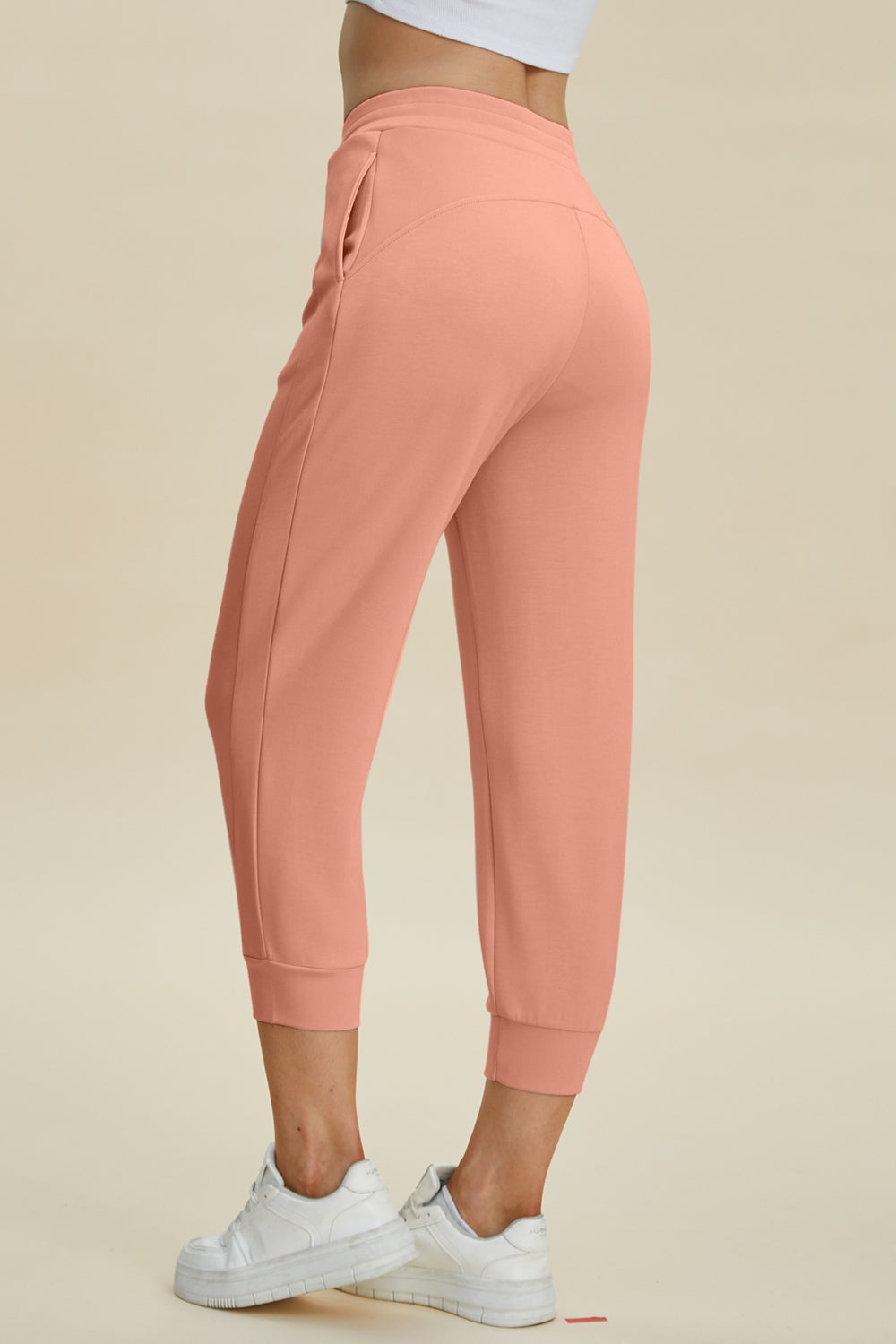 Drawstring High-Waist Cropped Pants