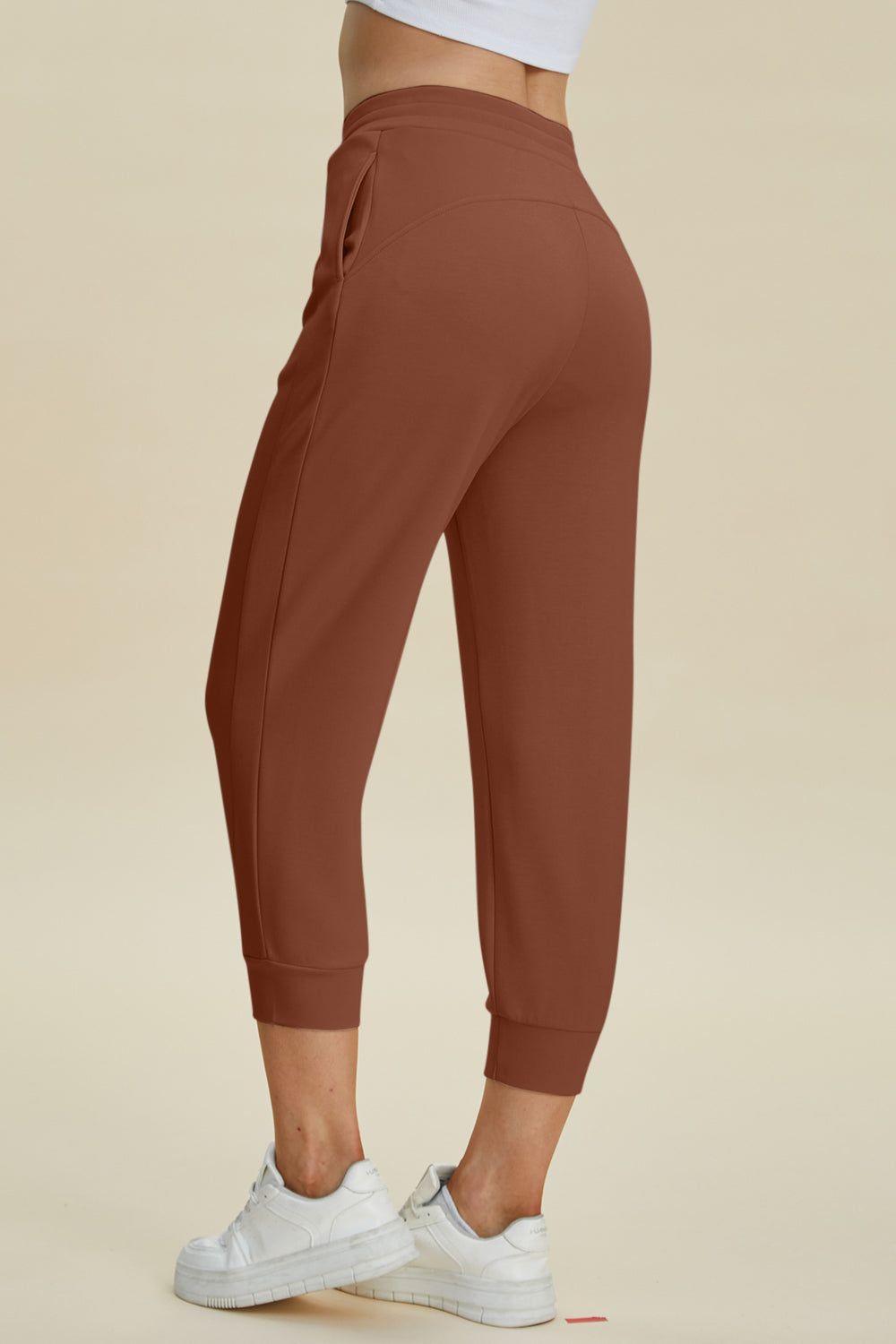 Drawstring High-Waist Cropped Pants