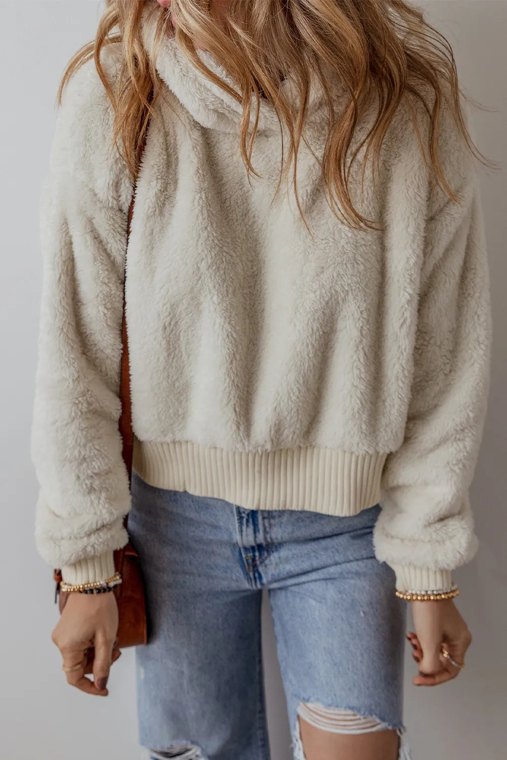 Cozy Fuzzy Dropped Shoulder Hoodie