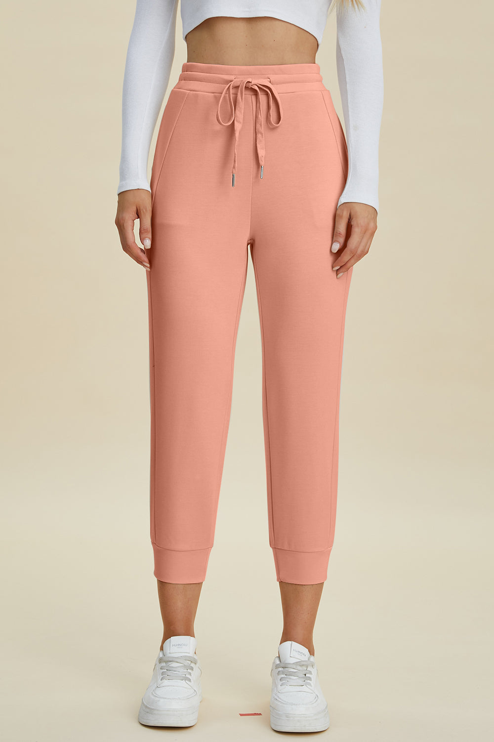 Drawstring High-Waist Cropped Pants